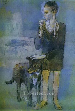 パブロ・ピカソ Painting - 犬を連れた少年 1905年 パブロ・ピカソ